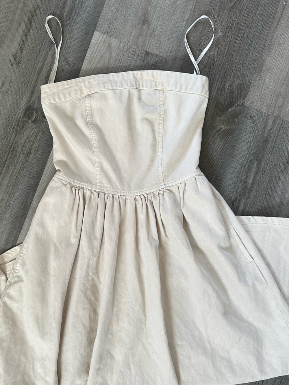 YFB Cream Denim Strapless Dress - Picture 9 of 9